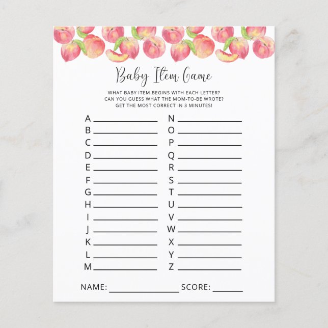 Jogo de Item de Bebê Peach. Jogo do chá de fraldas (Frente)