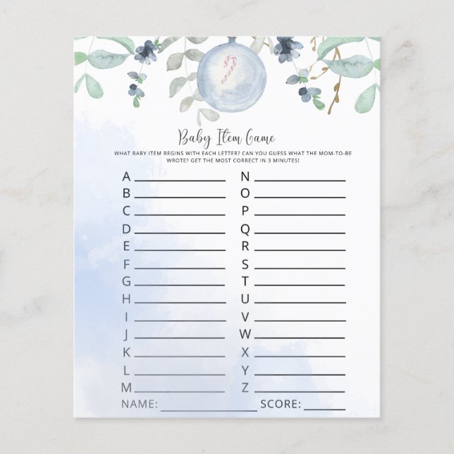 Jogo de Item de Inverno. Jogo do chá de fraldas (Frente)