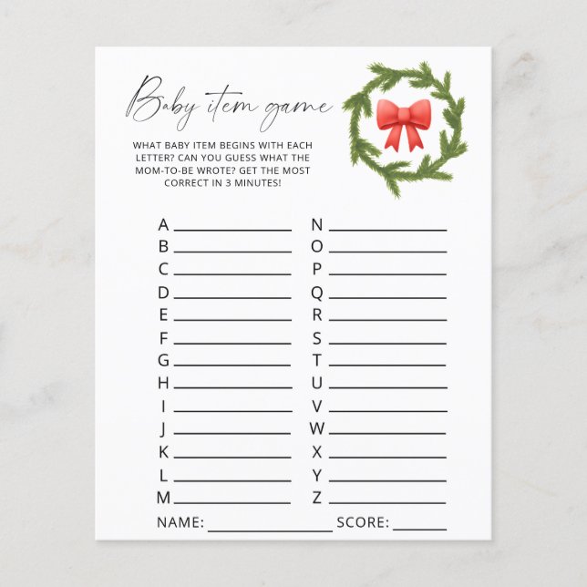 Jogo de Item de Inverno. Jogo do chá de fraldas (Frente)