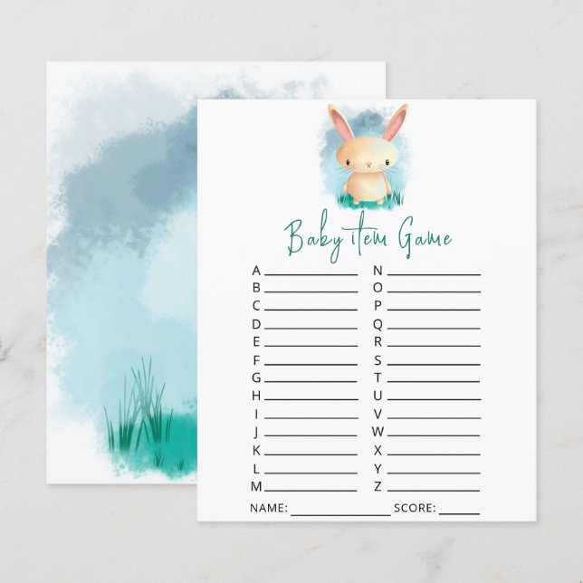 Jogo de itens de bebê Bunny. Jogo de chás de bebê (Frente/Verso)
