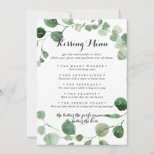 Jogo de Menu de Beijo de Casamento Cartão Eucalyp