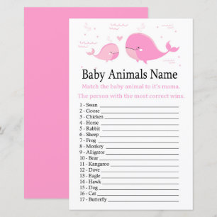 Jogo de Nome de Animais de Bebê de Baleia Rosa