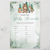 Jogo de nomear os bebês animais floresta verde