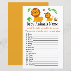 Jogo de Nomes de Bebês Animais Leão