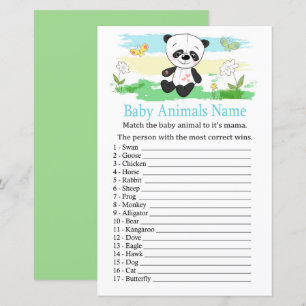 Jogo de nomes de bebês animais panda bebê