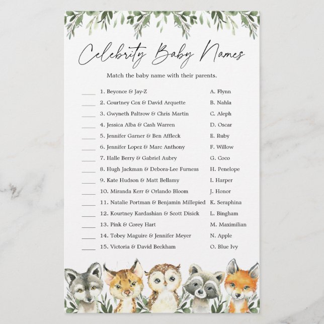 Jogo de Nomes de Bebês da Celebridade do Chá de fr (Frente)