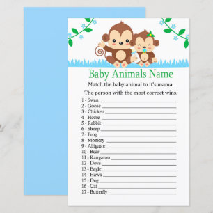Jogo de Nomes de Bebês Macacos Animais Bebês
