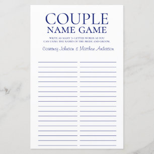 Jogo de Nomes de Casal Azul Marinho Jogo de Chá de