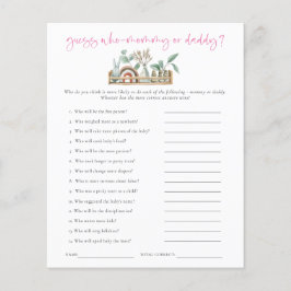 Jogo De Orçamento Adivinha Quem Mãe Pai Chá de fra