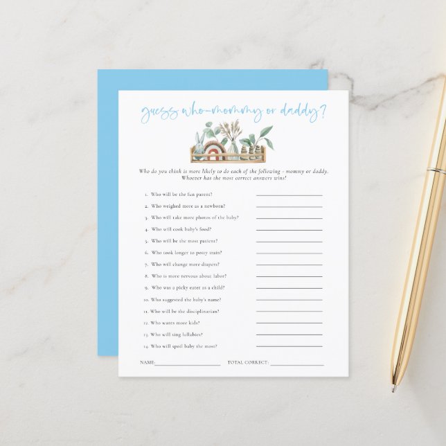 Jogo De Orçamento Adivinha Quem Mãe Pai Chá de fra (Frente/Verso In Situ)