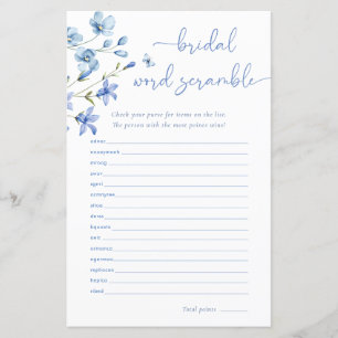 Jogo de Palavra Bridal de Flor Selvagem Dusty Blue