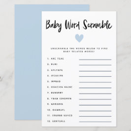 Jogo de Palavra de Bebê do Coração Azul Moderno