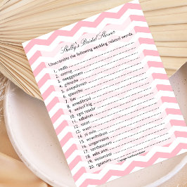 Jogo de Palavra de Chá de casamento Bridal