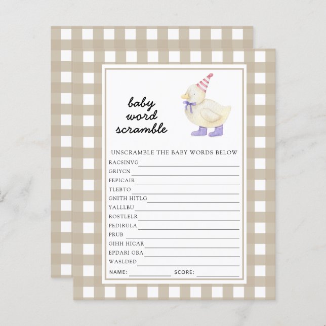 Jogo de Palavra do Pato Sortudo (Frente/Verso)