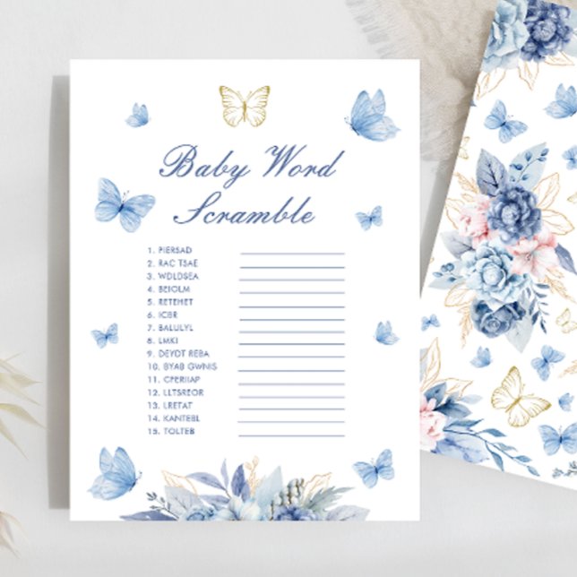 Jogo de Palavra Dourada Azul Pequena Borboleta Beb (Criador carregado)