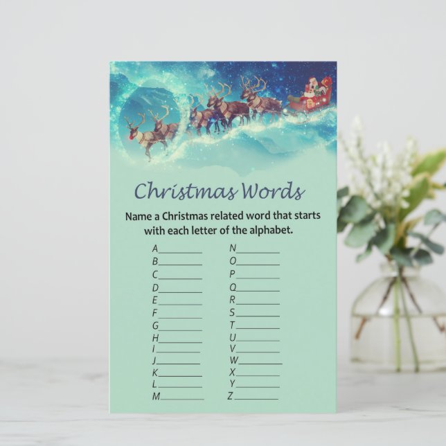 jogo de palavras alfabéticas de natal de renas dos (Em pé/Frente)