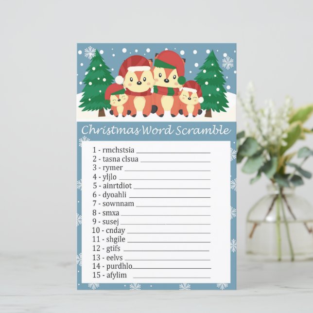 Jogo de palavras de natal da Raposa de inverno (Em pé/Frente)