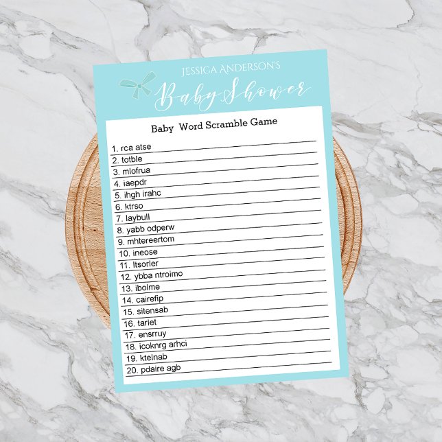 Jogo de palavras embaralhadas do chá de bebê Charm (Criador carregado)