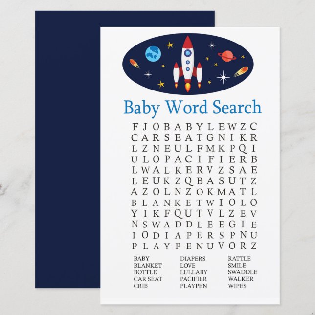 Jogo de Pesquisa de Palavras de Chá de fraldas do  (Frente/Verso)