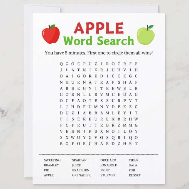 Jogo de Pesquisa do Apple Word (Frente)