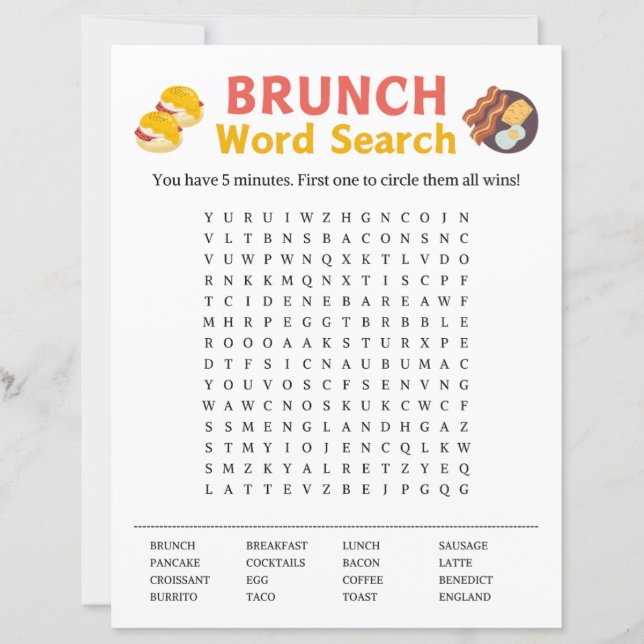 Jogo de Pesquisa do Brunch Word (Frente)