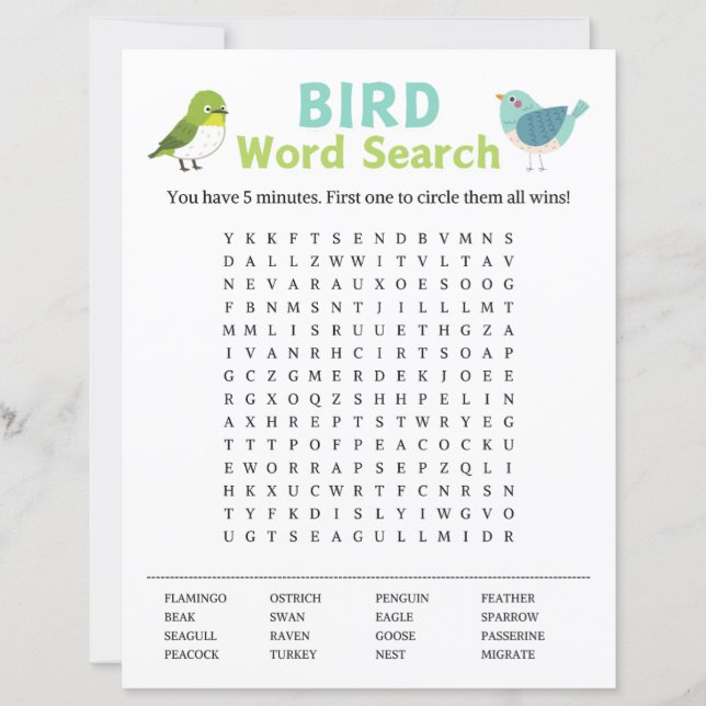 Jogo de Pesquisa do Word Bird (Frente)