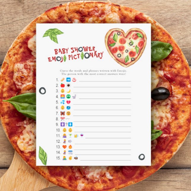 Jogo de pictionary de emoji de chá de bebê de pizz (Criador carregado)