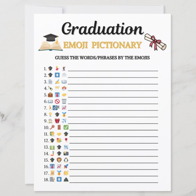 Jogo de Pictionary de Emoji de Formatura (Frente)