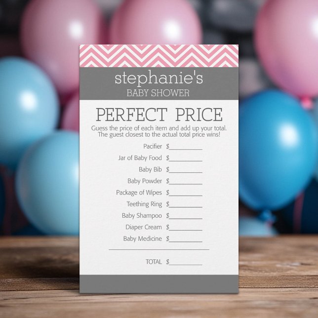 Jogo de Preço Perfeito - Chá de fraldas de Chevron (Custom Baby Shower Games)