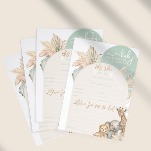 Jogo de predições de Chás de fraldas de boho anima