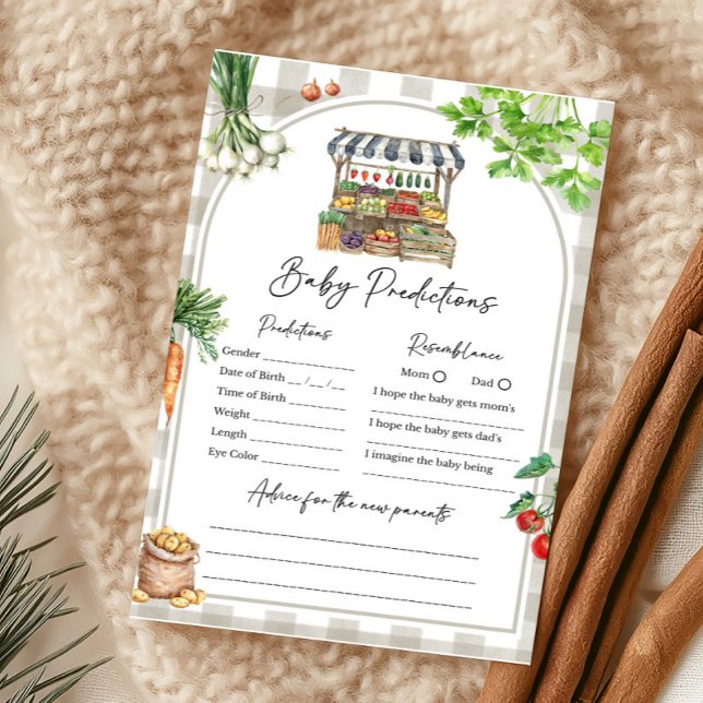 Jogo de Previsões de Bebês em Crescimento Local (Farmers Market Baby Shower Baby Predictions Game)