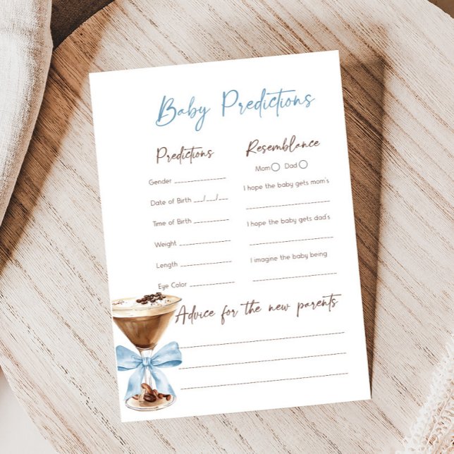 Jogo de Previsões de Chuveiro de Martini Espresso  (Espresso Baby Shower Game)