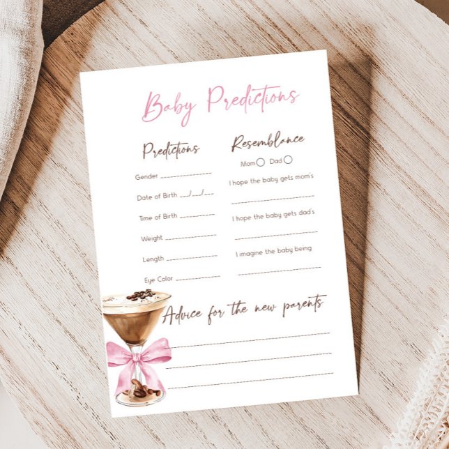 Jogo de Previsões de Chuveiro de Martini Espresso  (Espresso Baby Shower Game)