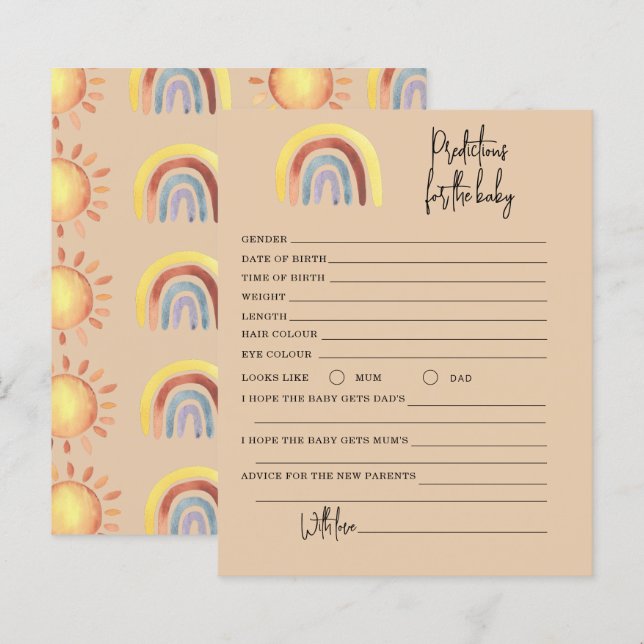 Jogo de previsões e conselhos Boho Rainbow (Frente/Verso)
