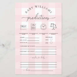 Jogo de Previsões para Bebês de Gingham Rosa