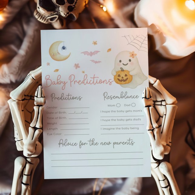 Jogo de Previsões para Chás de Bebê Pink Little Bo (Girl Halloween Baby Shower Baby Predictions Game)