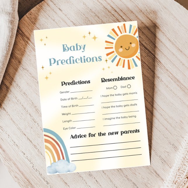 Jogo de Previsões para Chás de Bebê Retro Sunshine (Retro Here Comes The Son Sunshine Baby Shower Game)