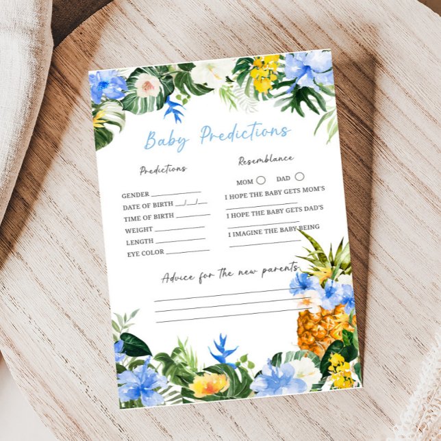 Jogo de Previsões para Chuvada de Bebê Abacaxi Alo (Aloha Baby Baby Shower Game)