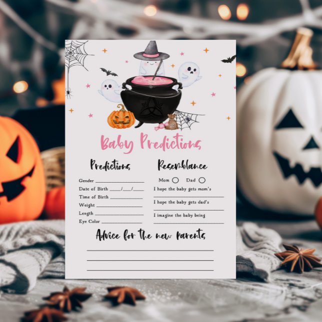 Jogo de Previsões para o Bebê Fantasma Rosa está C (Baby is Brewing Baby Shower Baby Predictions Game)