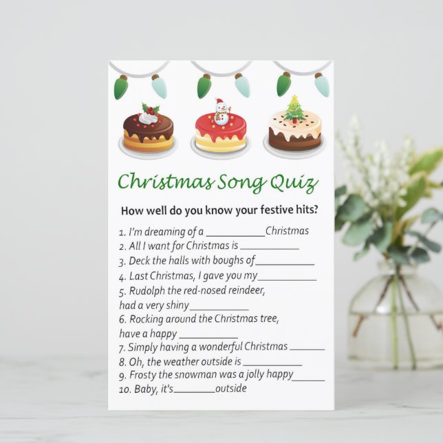 jogo de quiz de música de Natal do bolo de Natal (Em pé/Frente)