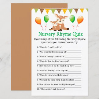 Jogo de quiz de Rima Infantil adorável cervo para 