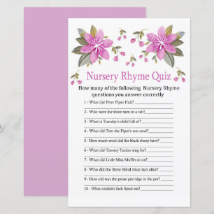 Jogo de quiz de Rima Infantil de flores roxas para
