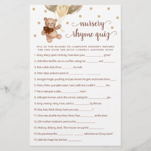 Jogo de Quiz de Rima Infantil do Ursinho de Pelúci