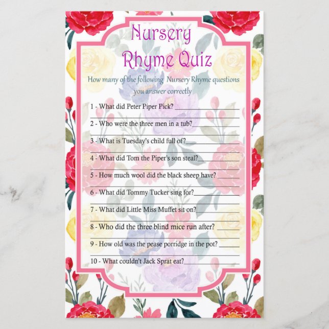 Jogo de quiz de rima infantil Jardim de flores par (Frente)