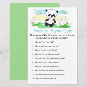 Jogo de quiz de rimas infantis de bebê panda para 