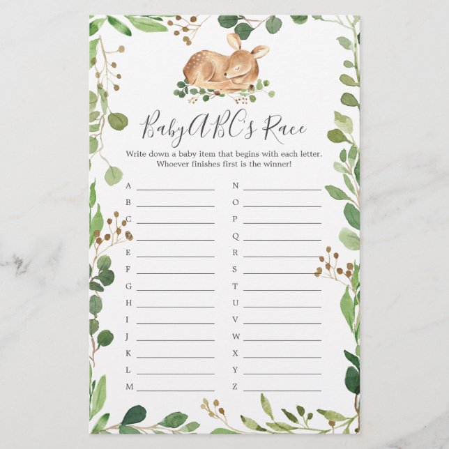 Jogo de Raça da ABC do Deer Chá de fraldas (Frente)