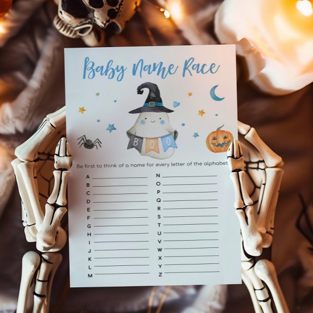 Jogo de Raça do Nome do Bebê do Fantasma Azul (Little Boo Baby Shower Baby Name Race Game)