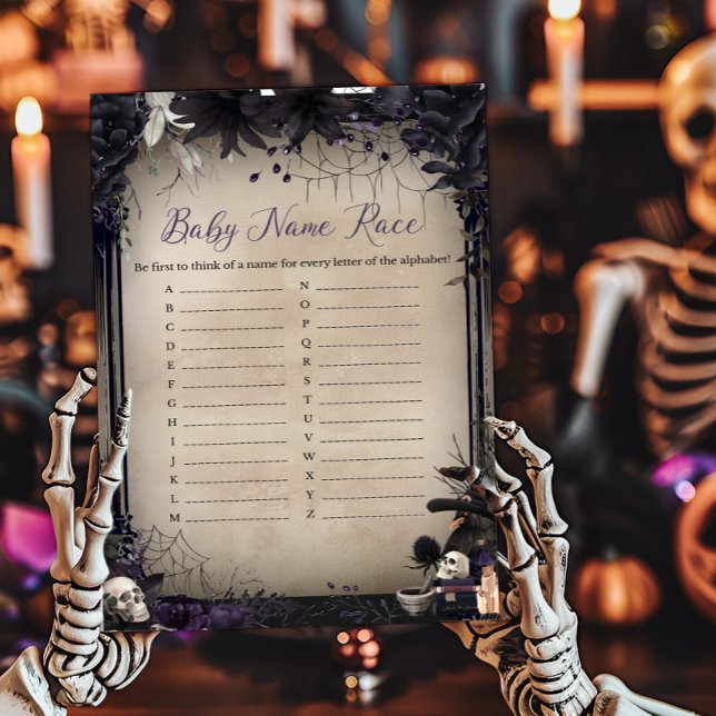 Jogo de Raça do Nome do Bebê do Halloween (Witchy Baby Shower Baby Name Race Game)