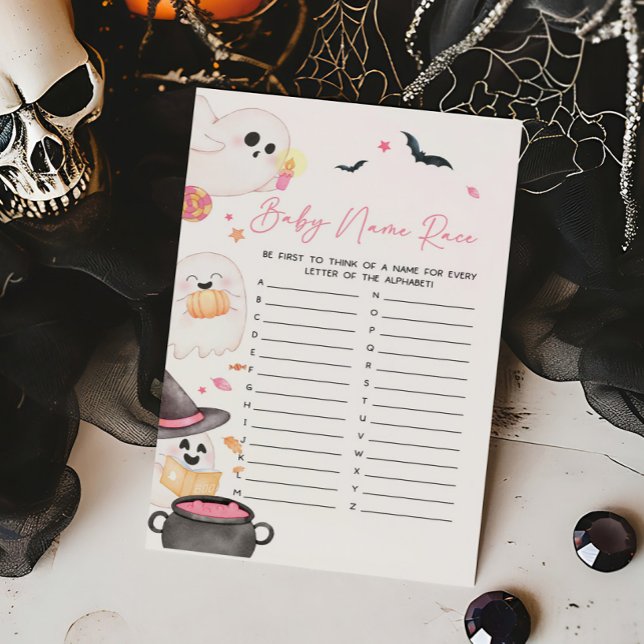 Jogo de Raça do Nome do Bebê do Pequeno Boo-Hallow (Pink Little Boo Baby Shower Baby Name Race Game)
