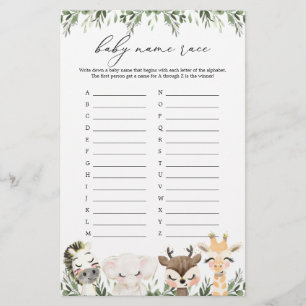 Jogo de Raça do Nome do Chá de fraldas dos Animais